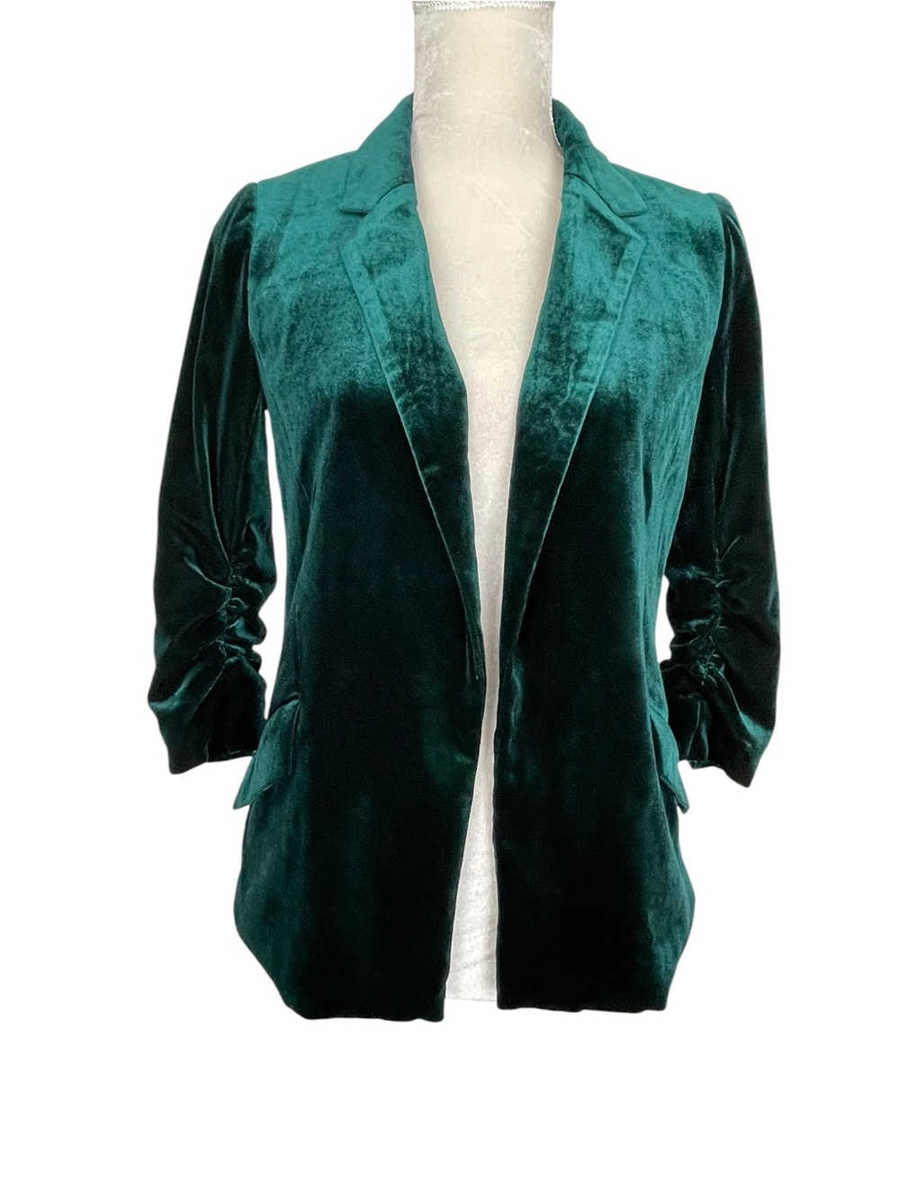 Skies are blue Velvet Ruched Sleeves Blazer Women’s Size XS Holidays Christmas